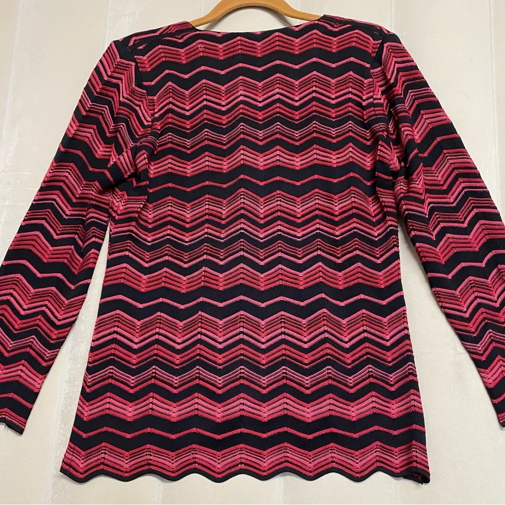 Exclusively Misook Women’s Zip Cardigan Sweater Small Chevron Designer Luxury